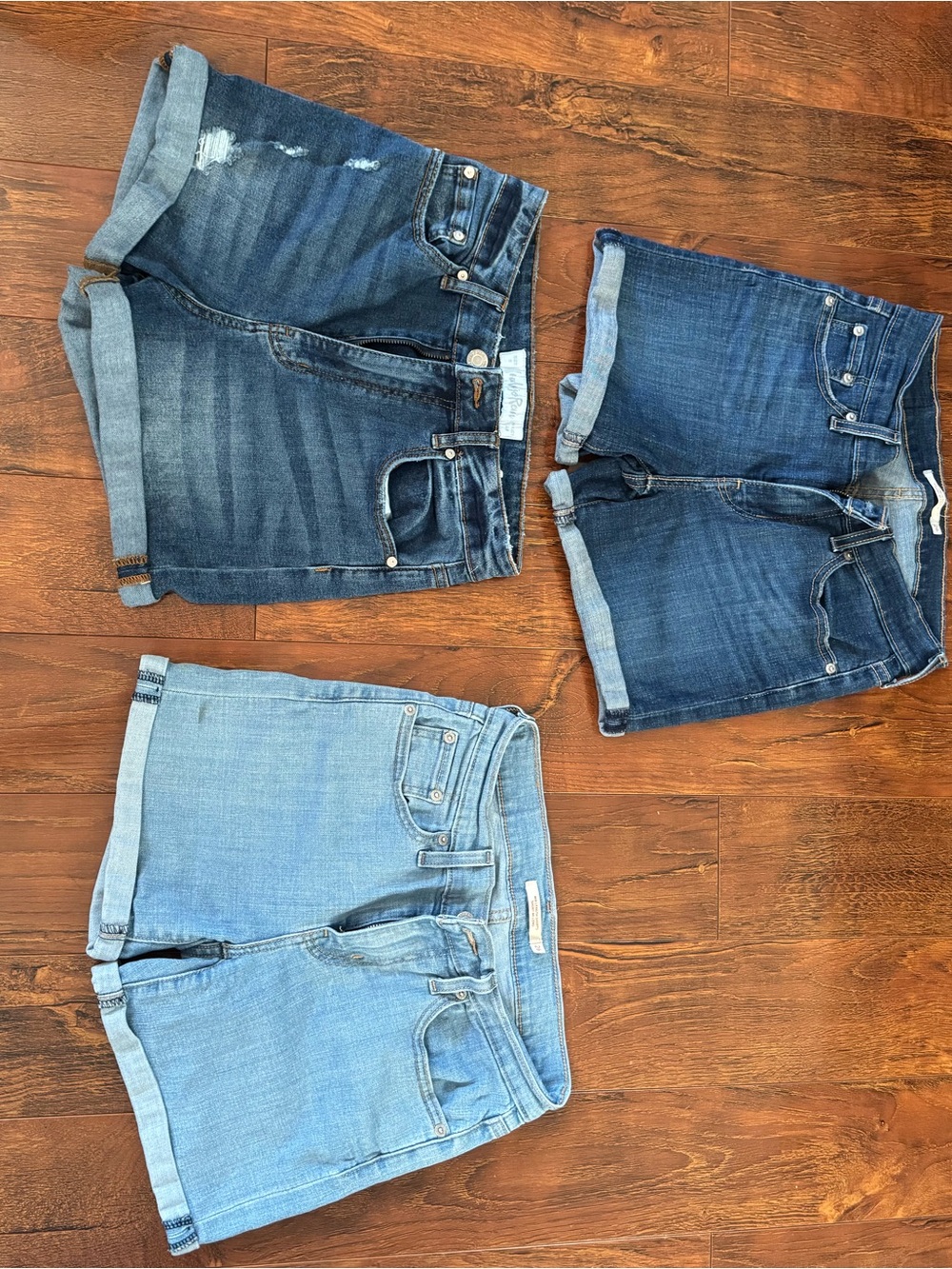 Women’s Denim Shorts - Three Pack of Blue Washed Jeans Shorts